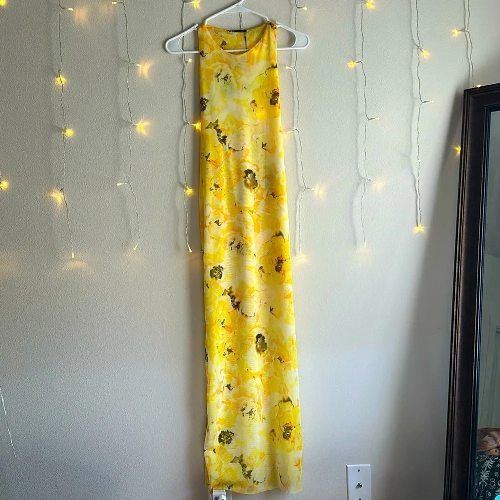 Zara Floral Mesh Lined Maxi Dress 🌼​